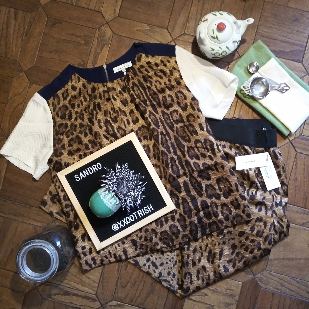 💙 {Sandro} NWT Leopard Print Blouse & Pants - Picture 1 of 8